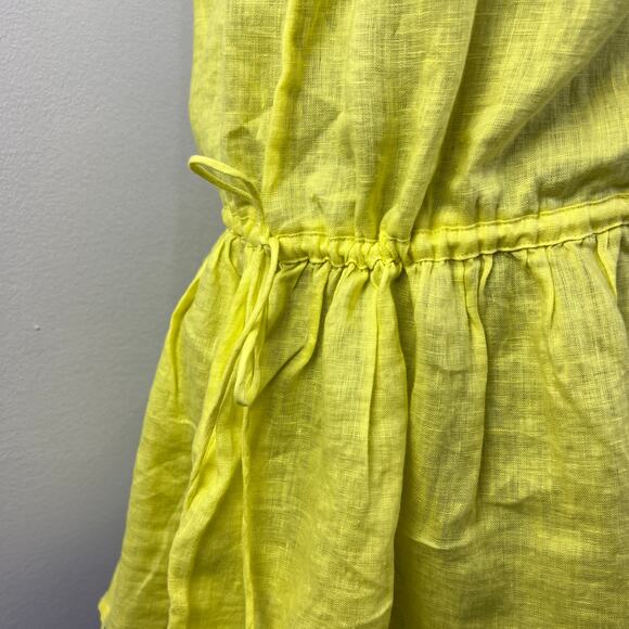 J.Crew Neon Yellow Sleeveless Dropped Waist Linen Keyhole Getaway Dress Size S - Picture 3 of 8